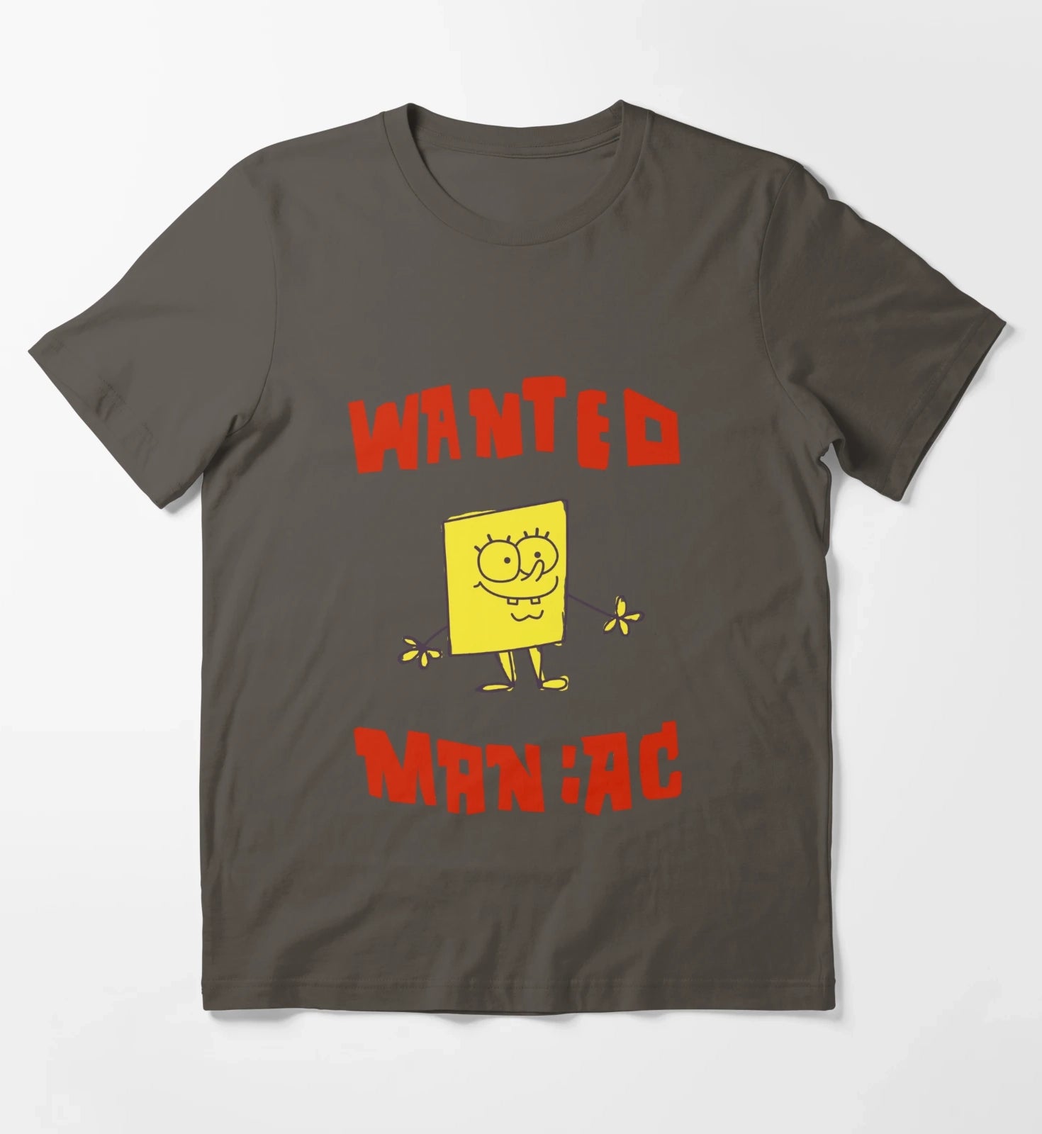 SpongeBob SquarePants Classic Wanted Maniac T-Shirt Dark Grey