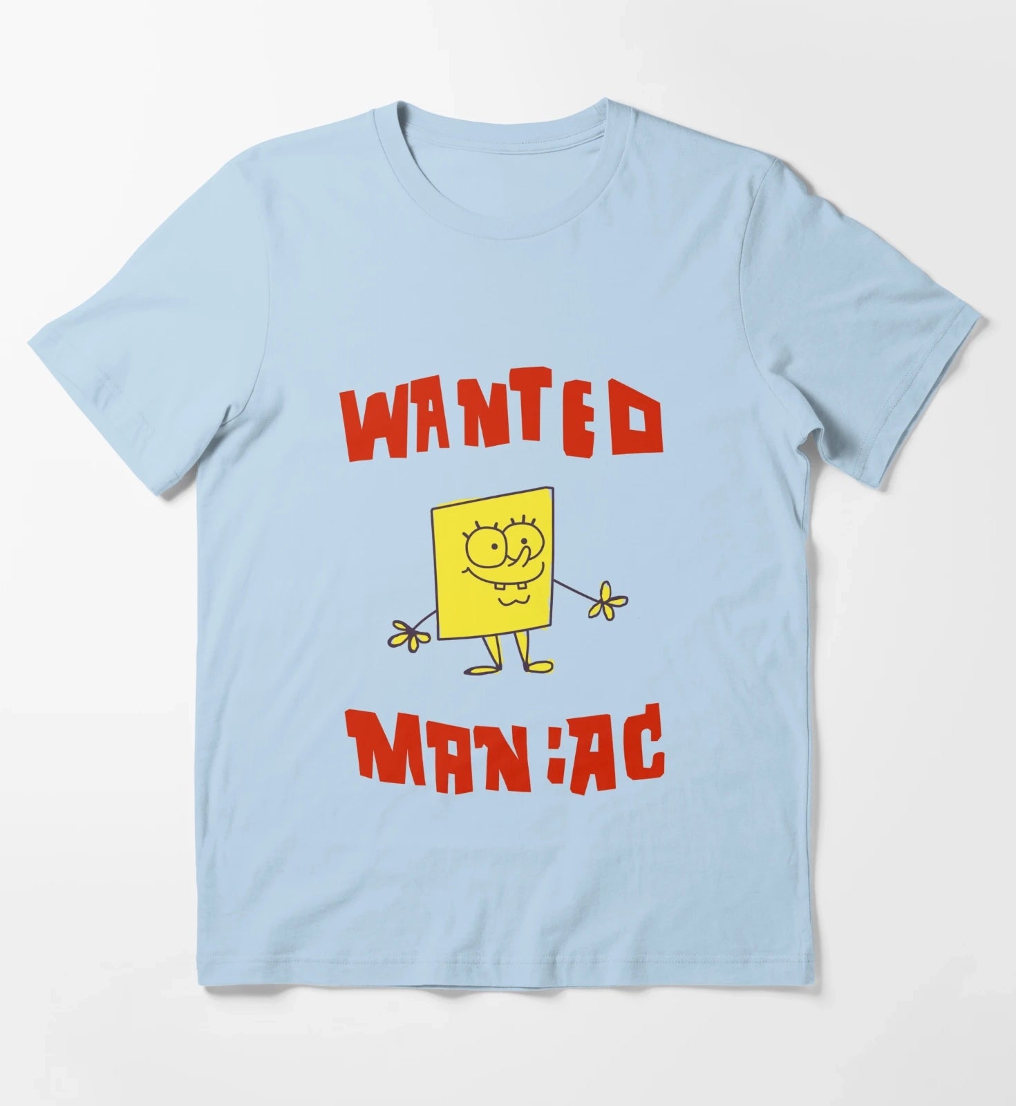 SpongeBob SquarePants Classic Wanted Maniac T-Shirt Sky Blue