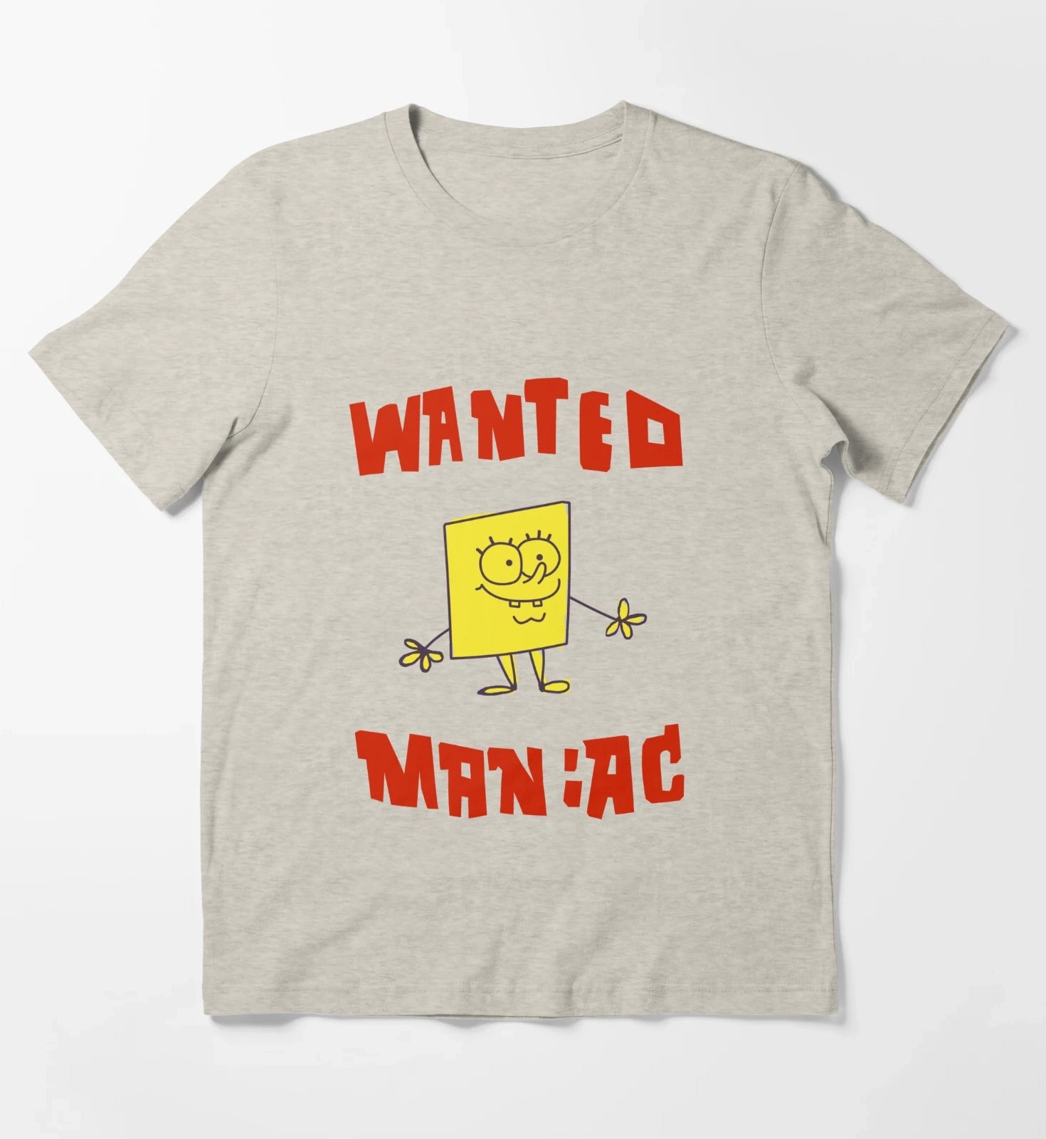 SpongeBob SquarePants Classic Wanted Maniac T-Shirt Cream