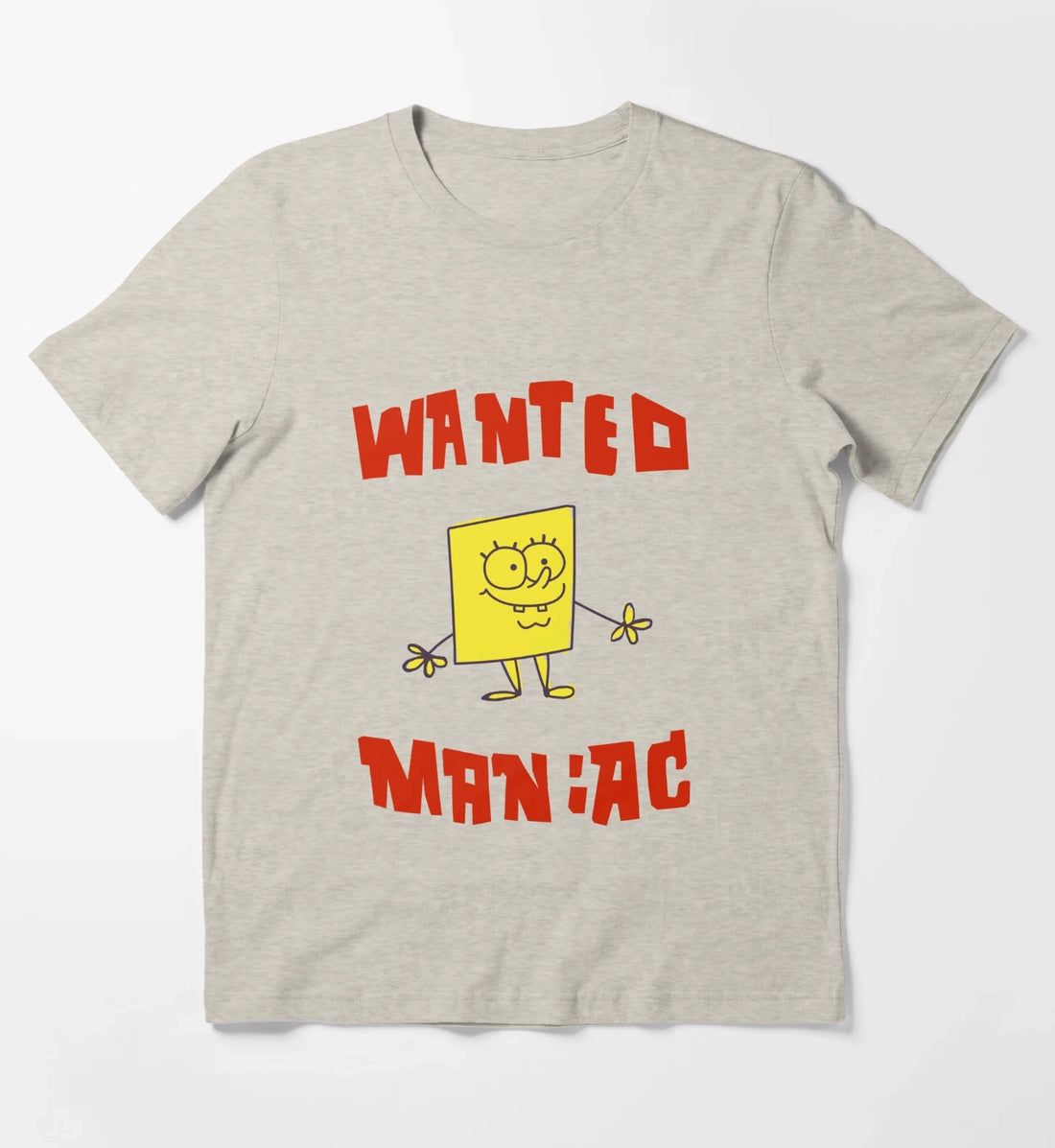 SpongeBob SquarePants Classic Wanted Maniac T-Shirt Cream