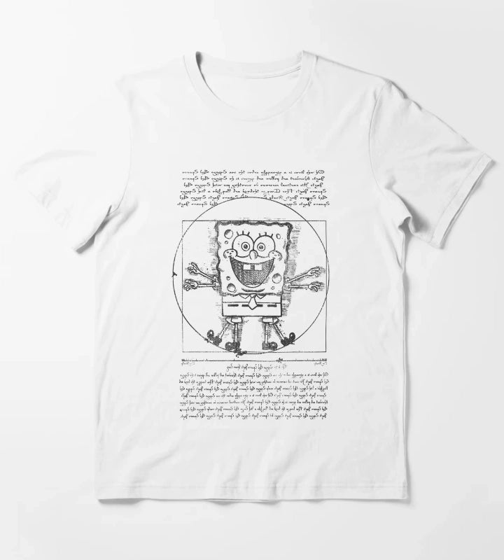 SpongeBob SquarePants Da Vinci Bob Sketch Poster T-Shirt White