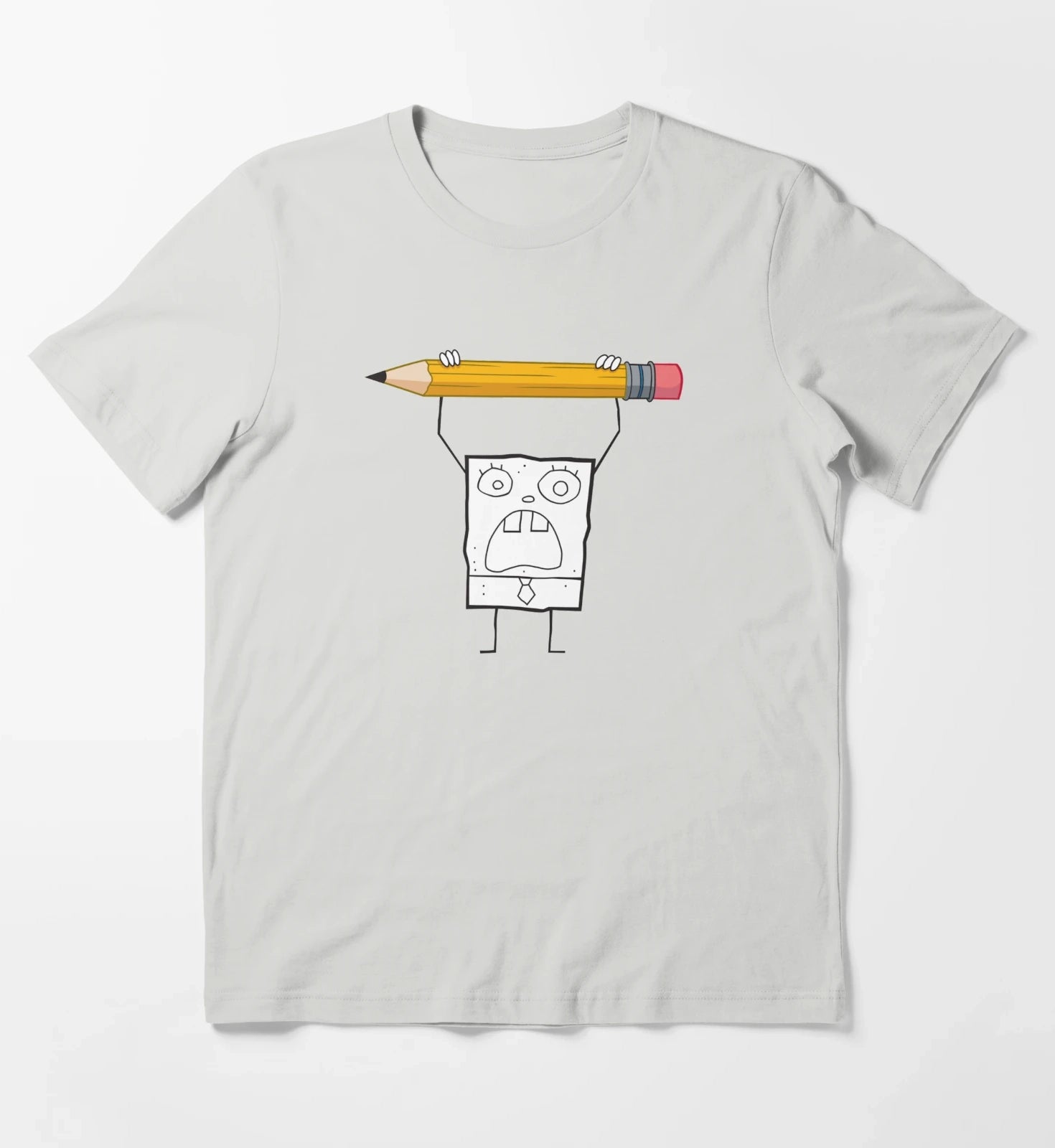 SpongeBob SquarePants DoodleBob Pencil Rage T-Shirt Light Grey