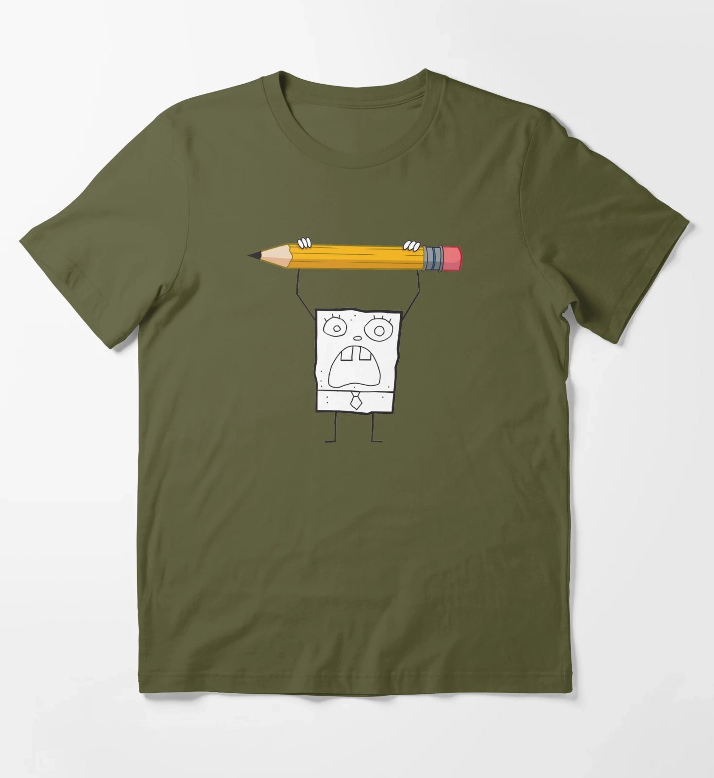 SpongeBob SquarePants DoodleBob Pencil Rage T-Shirt Olive Green