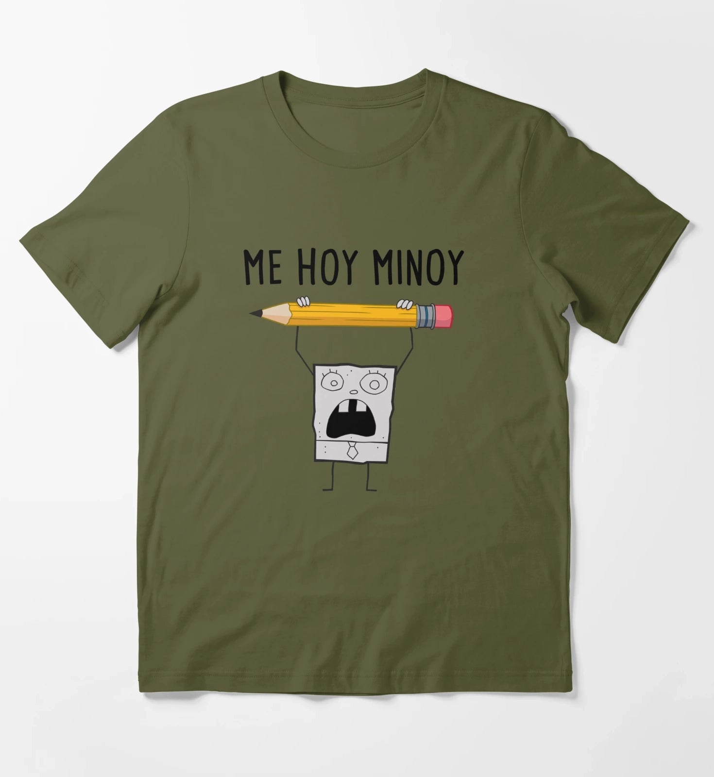 SpongeBob SquarePants Doodle Bob Me Hoy Minoy Portrait T-Shirt Olive Green