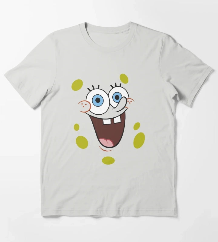 SpongeBob SquarePants Face Portrait T-Shirt Light Grey