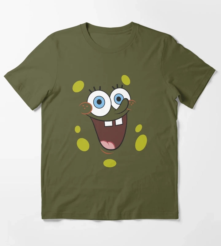 SpongeBob SquarePants Face Portrait T-Shirt Olive Green