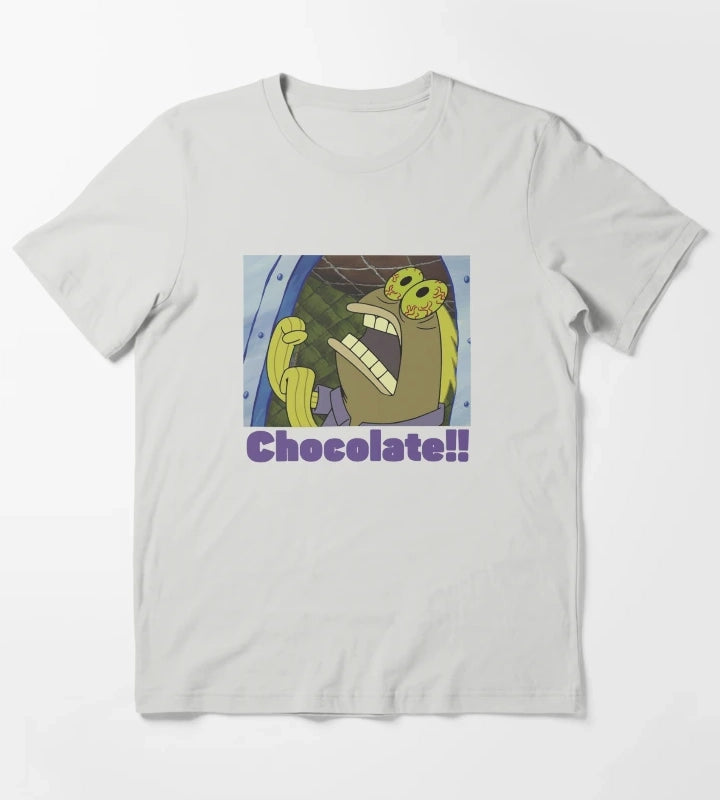 SpongeBob SquarePants Fish Screams Chocolate T-Shirt Light Grey