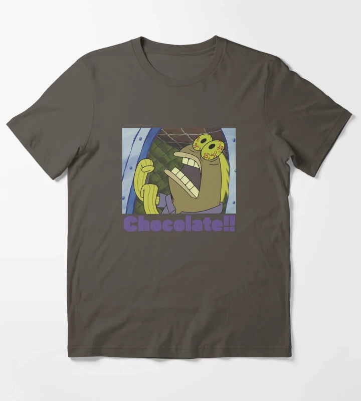SpongeBob SquarePants Fish Screams Chocolate T-Shirt Dark Grey