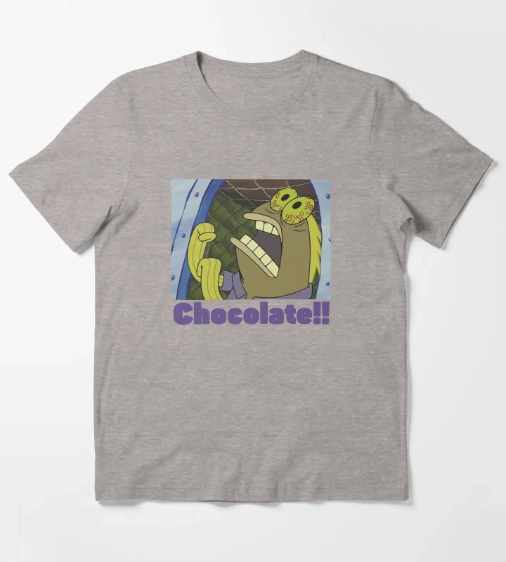 SpongeBob SquarePants Fish Screams Chocolate T-Shirt Heather Grey
