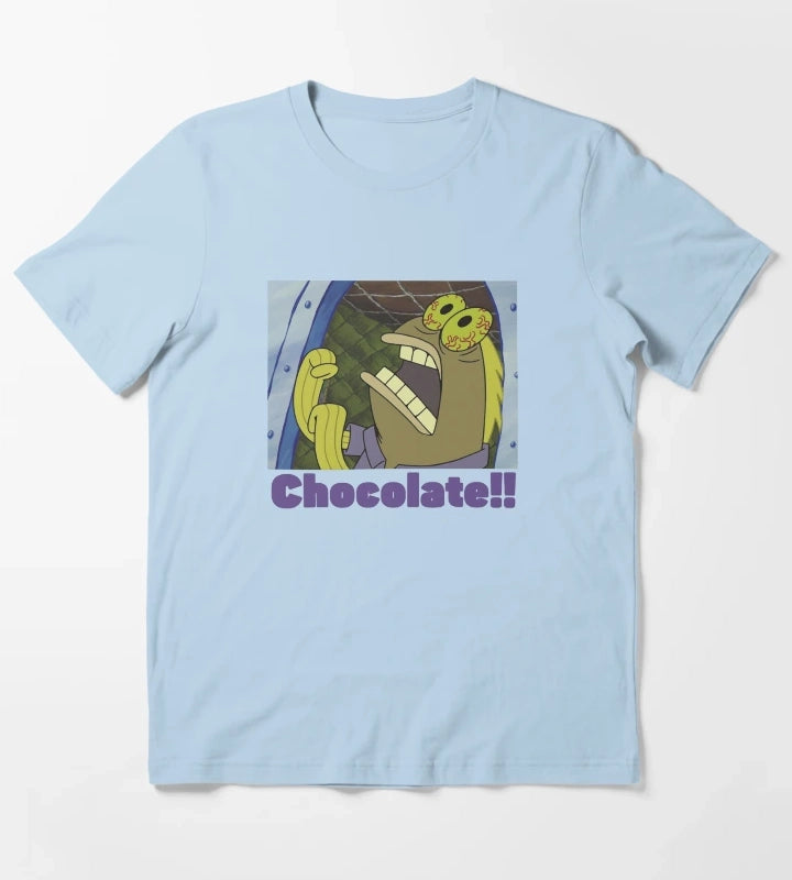 SpongeBob SquarePants Fish Screams Chocolate T-Shirt Sky Blue