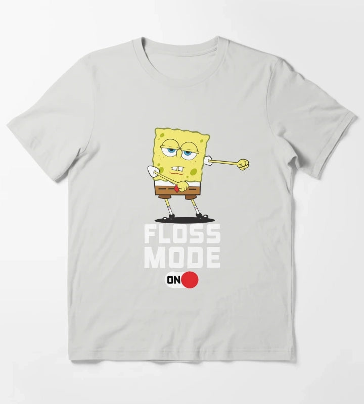 SpongeBob SquarePants Floss Mode On Dancing SpongeBob T-Shirt Light Grey