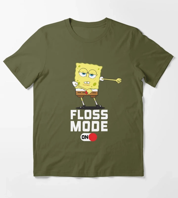 SpongeBob SquarePants Floss Mode On Dancing SpongeBob T-Shirt Olive Green