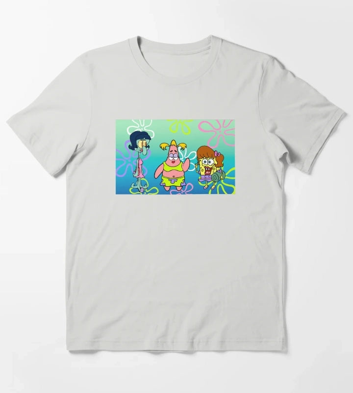 SpongeBob SquarePants Girls Night Portrait T-Shirt Light Grey