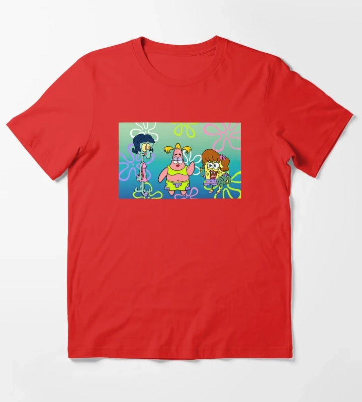 SpongeBob SquarePants Girls Night Portrait T-Shirt Red