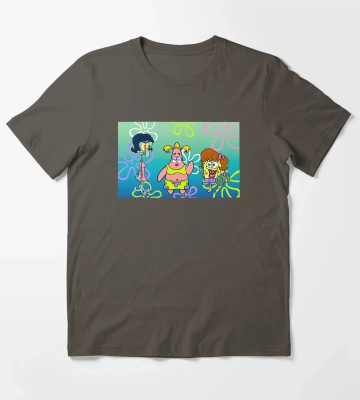 SpongeBob SquarePants Girls Night Portrait T-Shirt Dark Grey