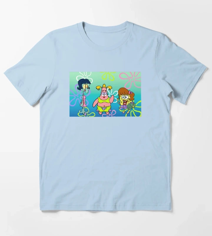 SpongeBob SquarePants Girls Night Portrait T-Shirt Sky Blue