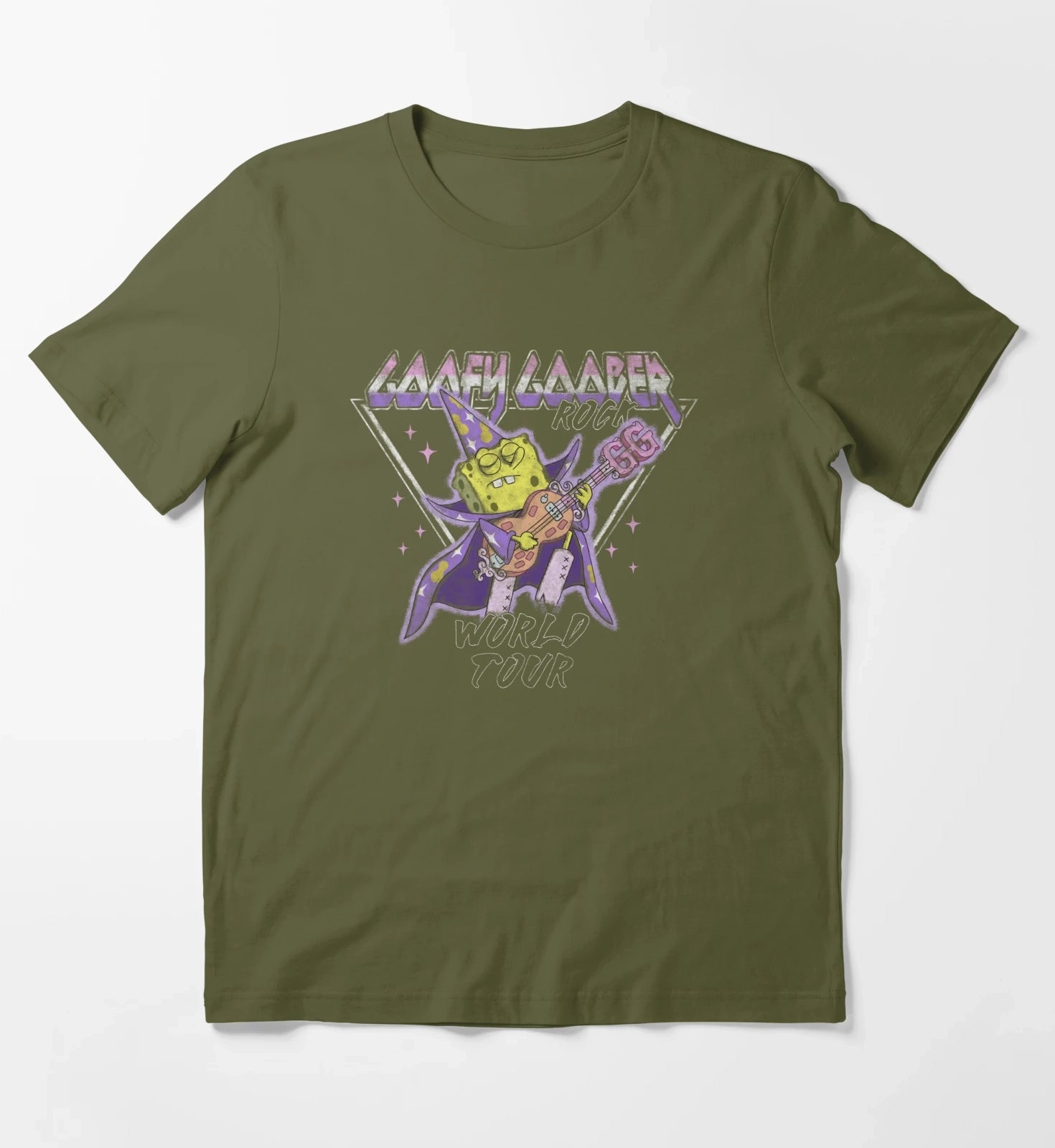 SpongeBob SquarePants Goofy Goober Rock World Tour T-Shirt Olive Green