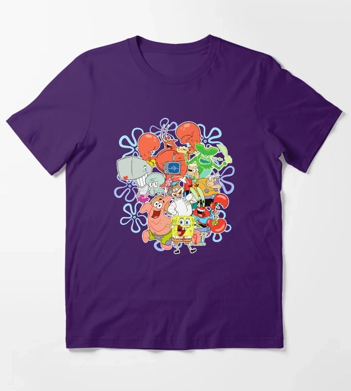 SpongeBob SquarePants Group Shot Gangs All Here T-Shirt Purple