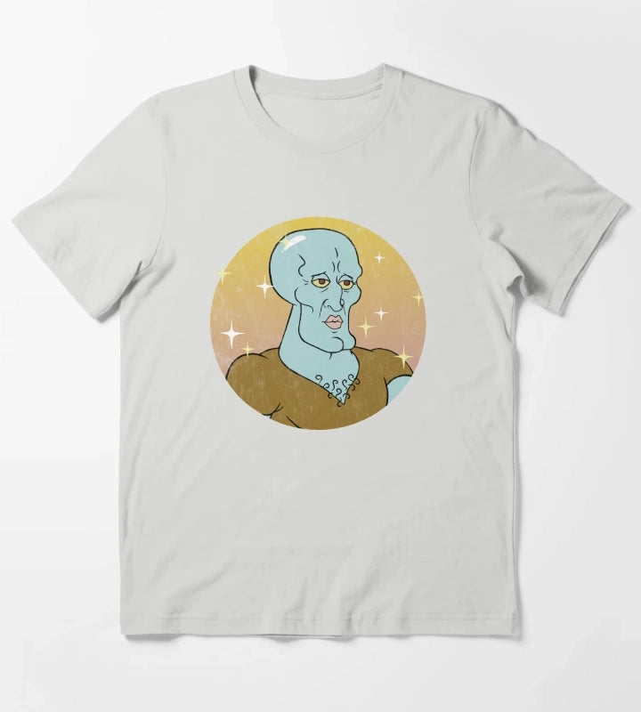 SpongeBob SquarePants Handsome Squidward Portrait T-Shirt Light Grey