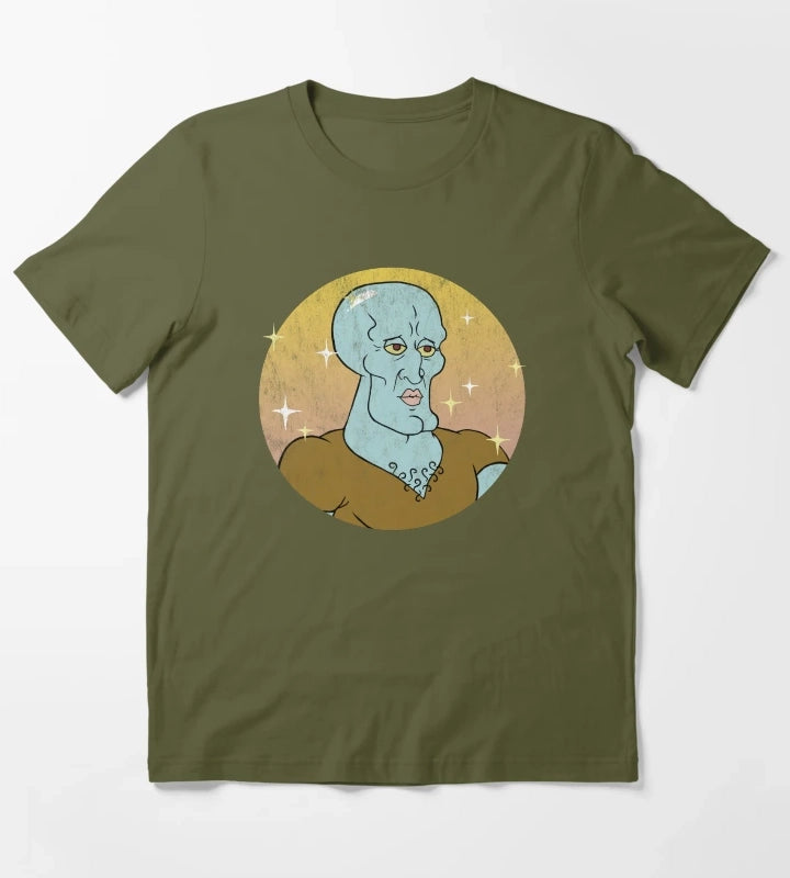 SpongeBob SquarePants Handsome Squidward Portrait T-Shirt Olive Green