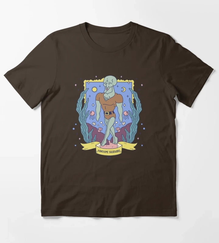 SpongeBob SquarePants Handsome Squidward Tarot Card T-Shirt Brown