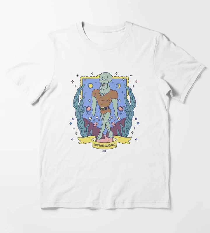 SpongeBob SquarePants Handsome Squidward Tarot Card T-Shirt White