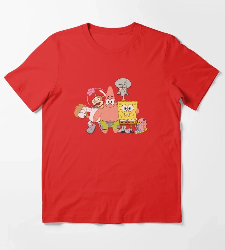 SpongeBob SquarePants Happy Group Shot T-Shirt Red