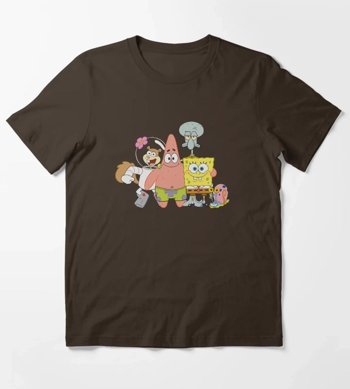 SpongeBob SquarePants Happy Group Shot T-Shirt Brown
