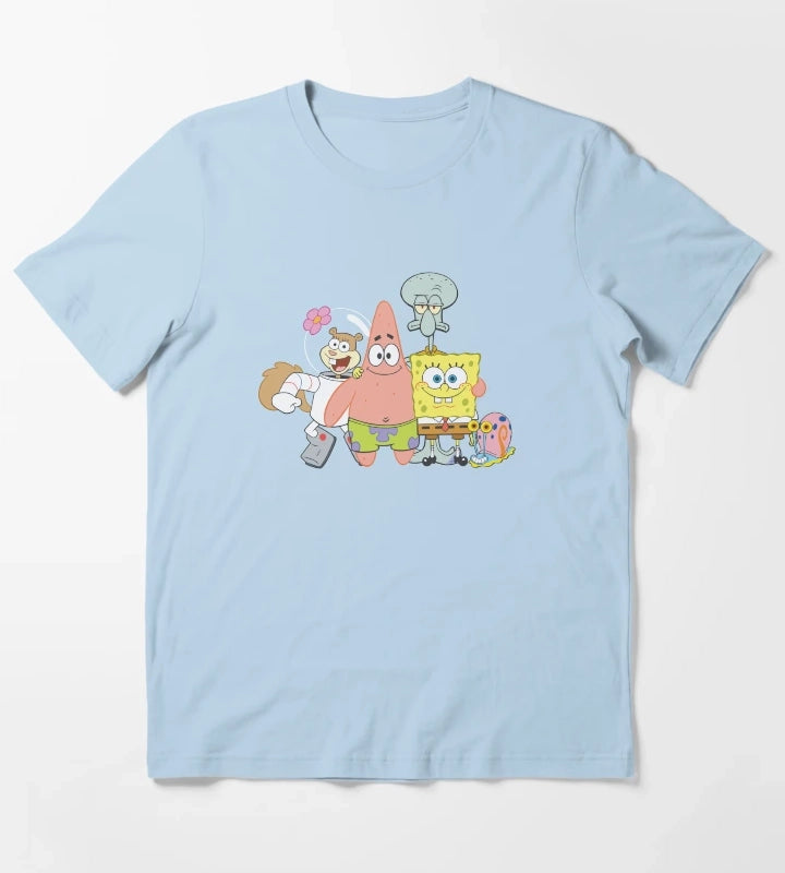 SpongeBob SquarePants Happy Group Shot T-Shirt Sky Blue