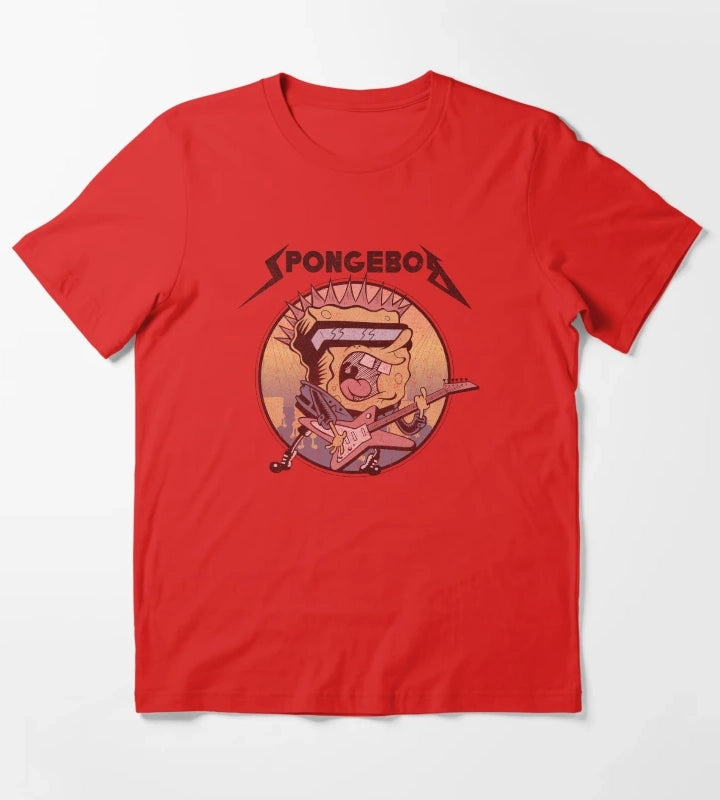 SpongeBob SquarePants Heavy Metal Rock T-Shirt Red