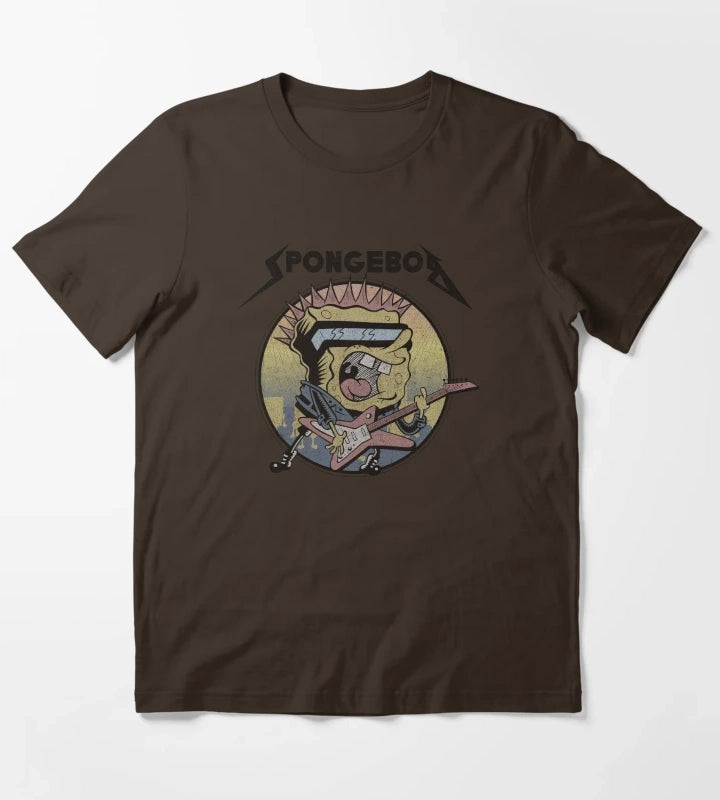 SpongeBob SquarePants Heavy Metal Rock T-Shirt Brown