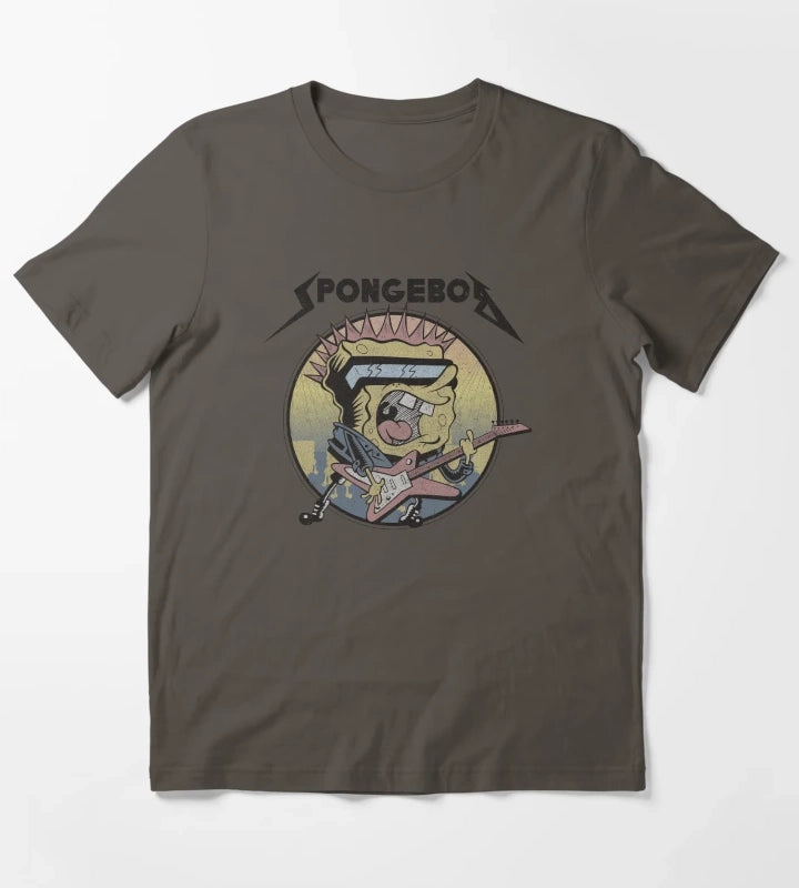 SpongeBob SquarePants Heavy Metal Rock T-Shirt Dark Grey