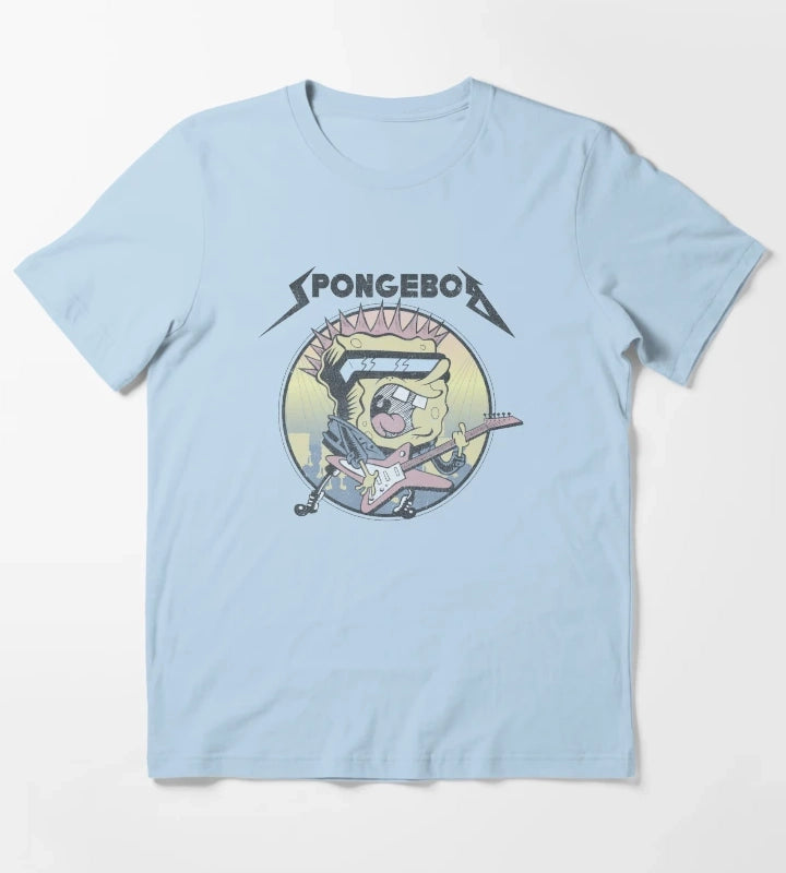 SpongeBob SquarePants Heavy Metal Rock T-Shirt Sky Blue