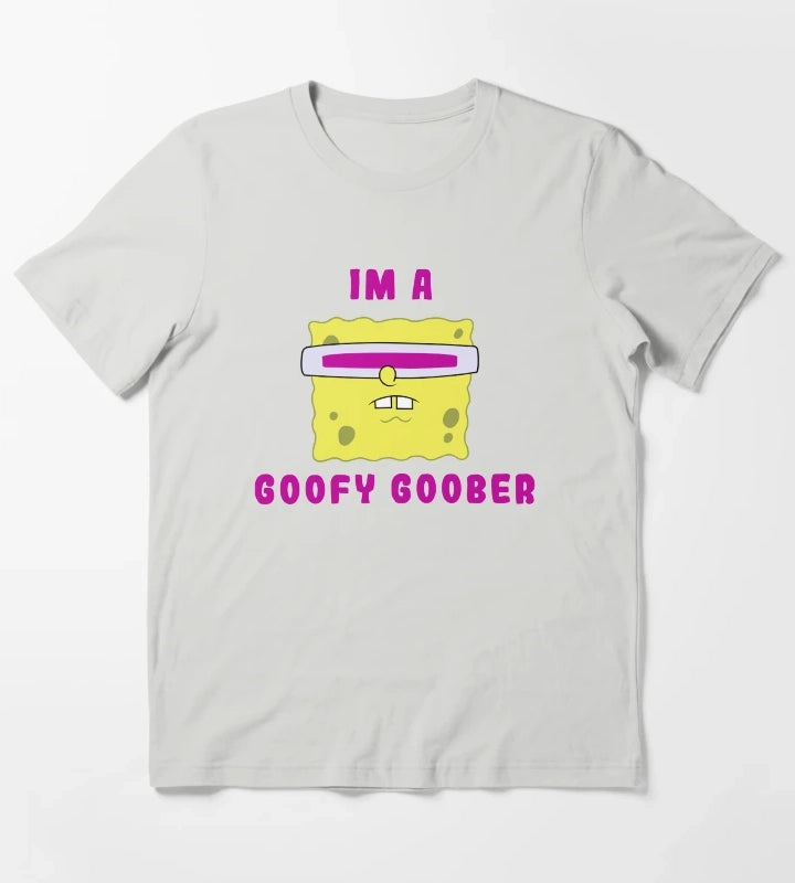 SpongeBob SquarePants Im A Goofy Goober Portrait T-Shirt Light Grey