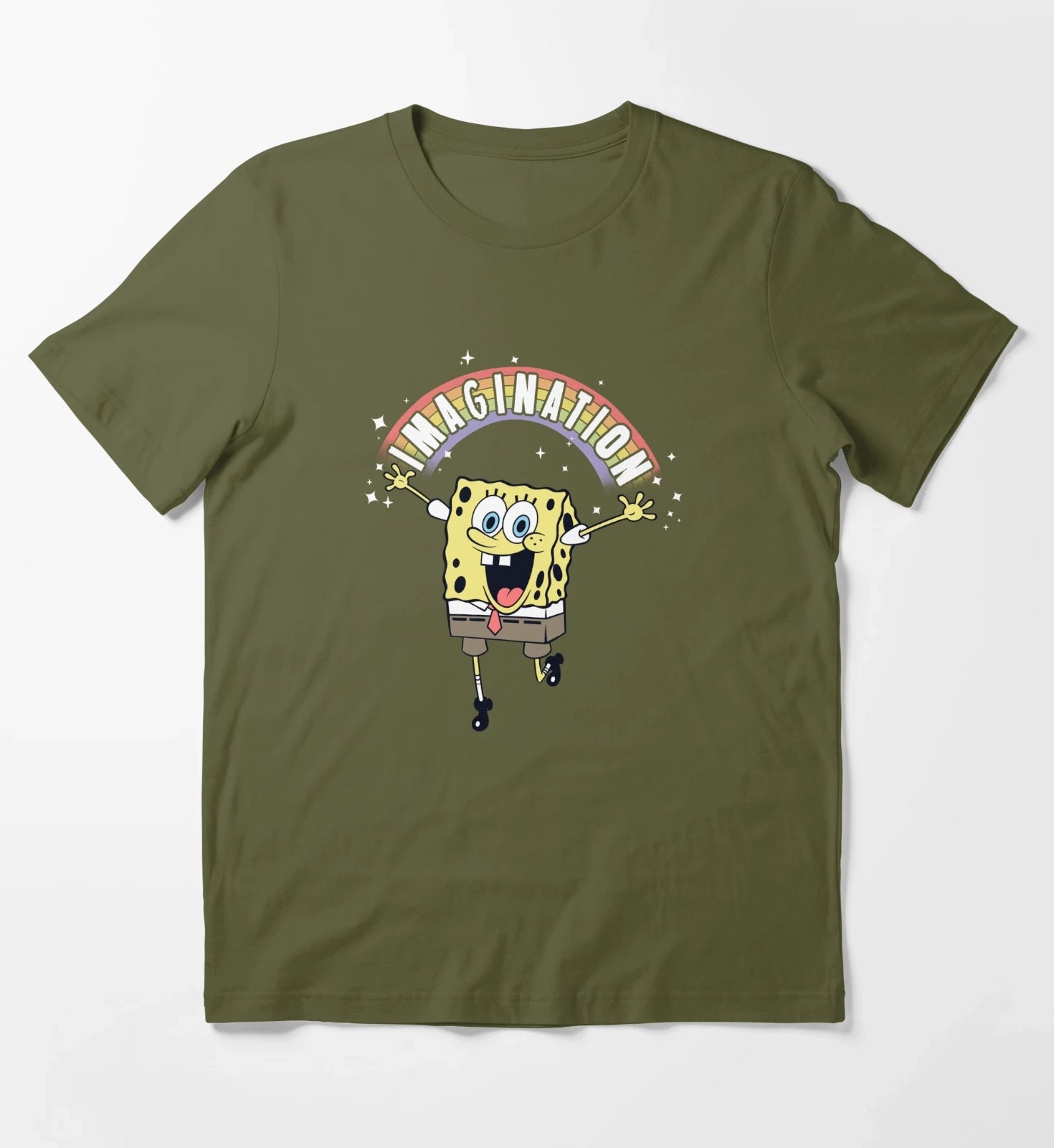 SpongeBob SquarePants Imagination Rainbow T-Shirt Olive Green