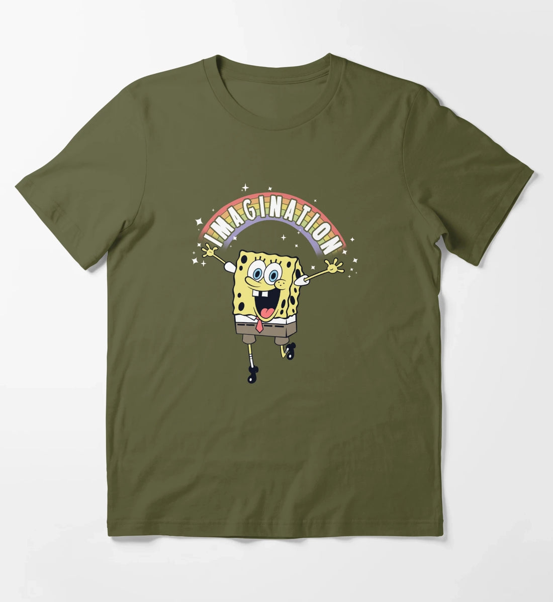 SpongeBob SquarePants Imagination Rainbow T-Shirt Olive Green