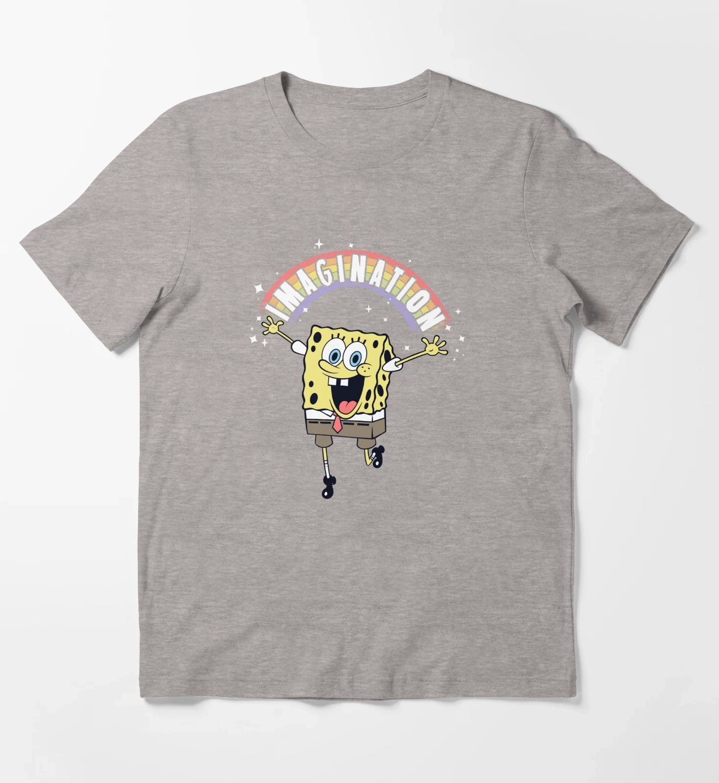 SpongeBob SquarePants Imagination Rainbow T-Shirt Heather Grey