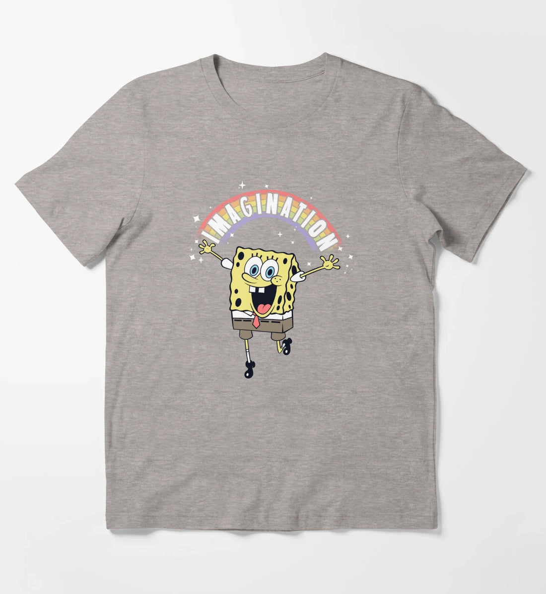 SpongeBob SquarePants Imagination Rainbow T-Shirt Heather Grey