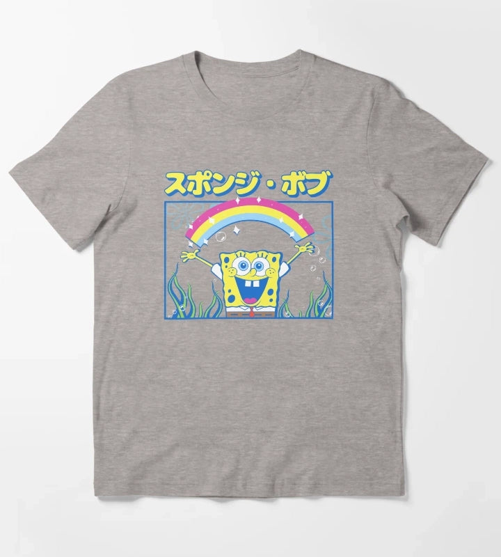 SpongeBob SquarePants Kanji SpongeBob T-Shirt Heather Grey