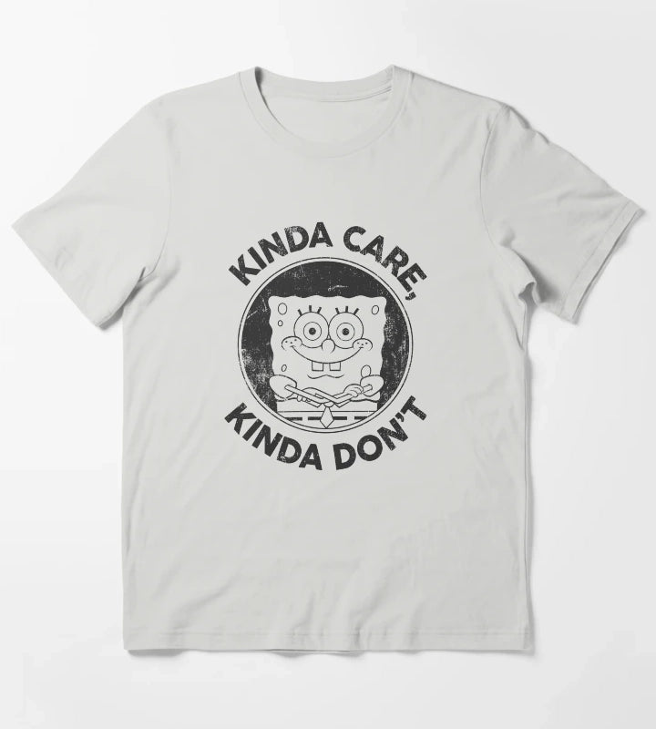 SpongeBob SquarePants Kinda Care Kinda Dont T-Shirt Light Grey