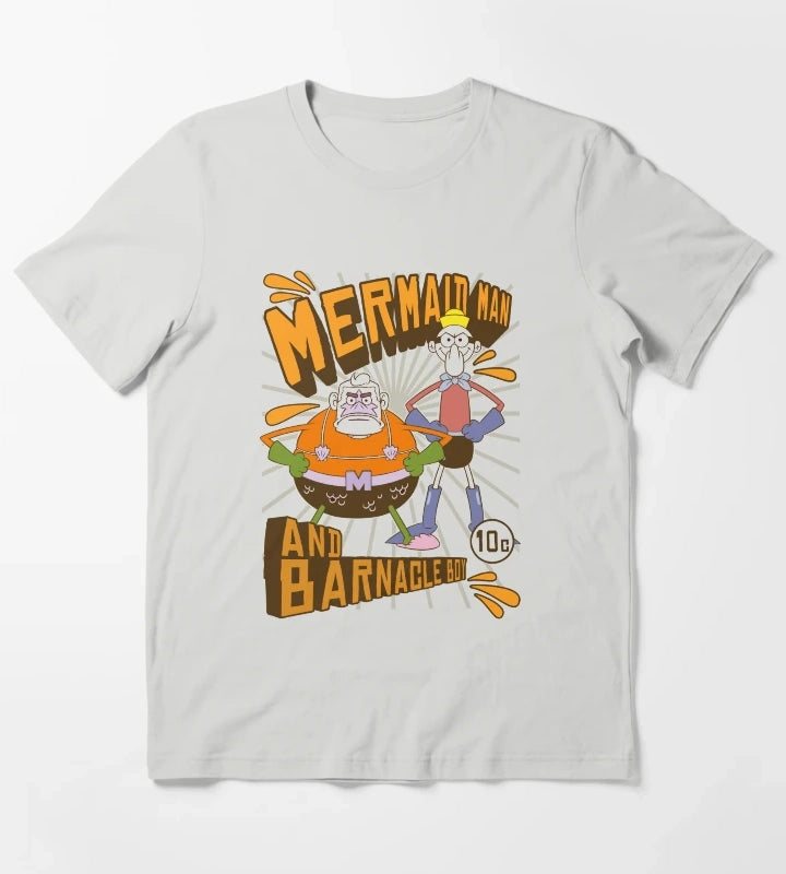 SpongeBob SquarePants Mermaid Man And Barnacle Boy T-Shirt Light Grey