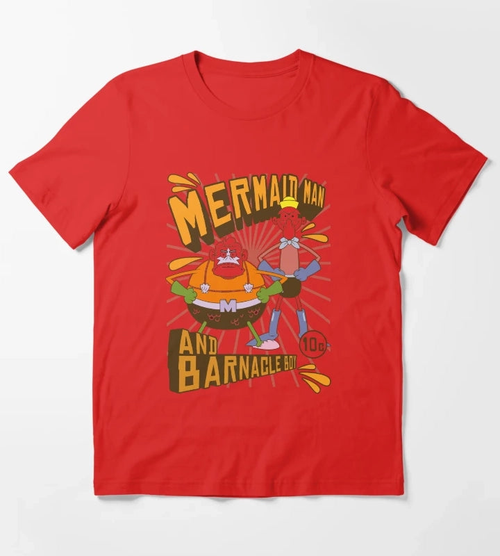 SpongeBob SquarePants Mermaid Man And Barnacle Boy T-Shirt Red