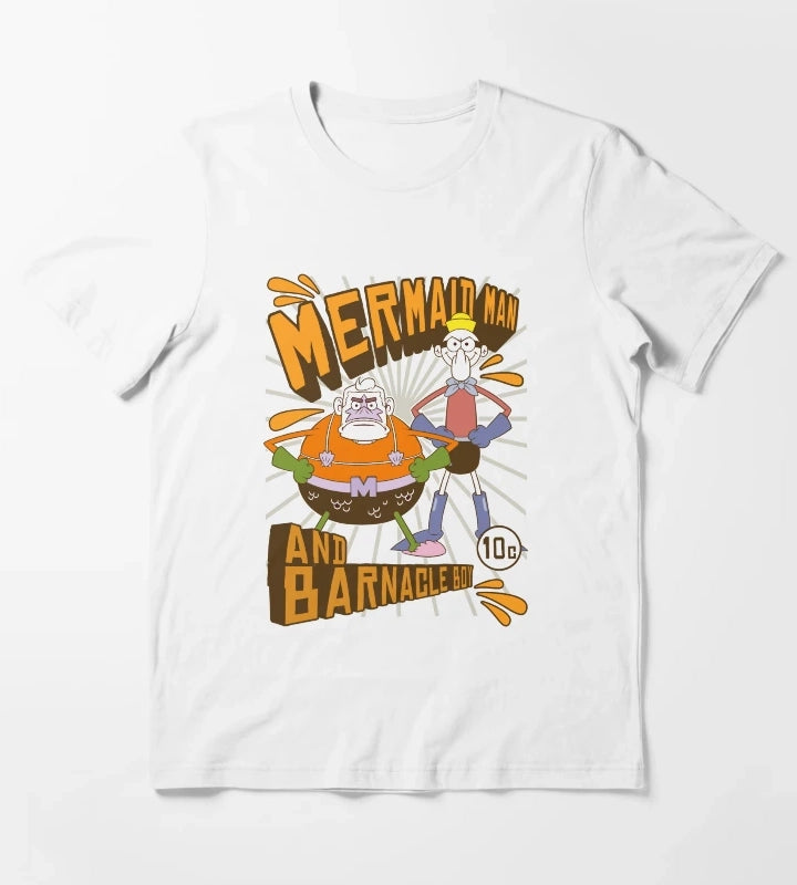 SpongeBob SquarePants Mermaid Man And Barnacle Boy T-Shirt White
