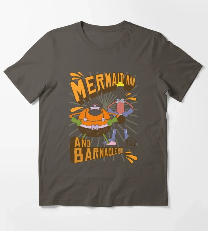 SpongeBob SquarePants Mermaid Man And Barnacle Boy T-Shirt Dark Grey