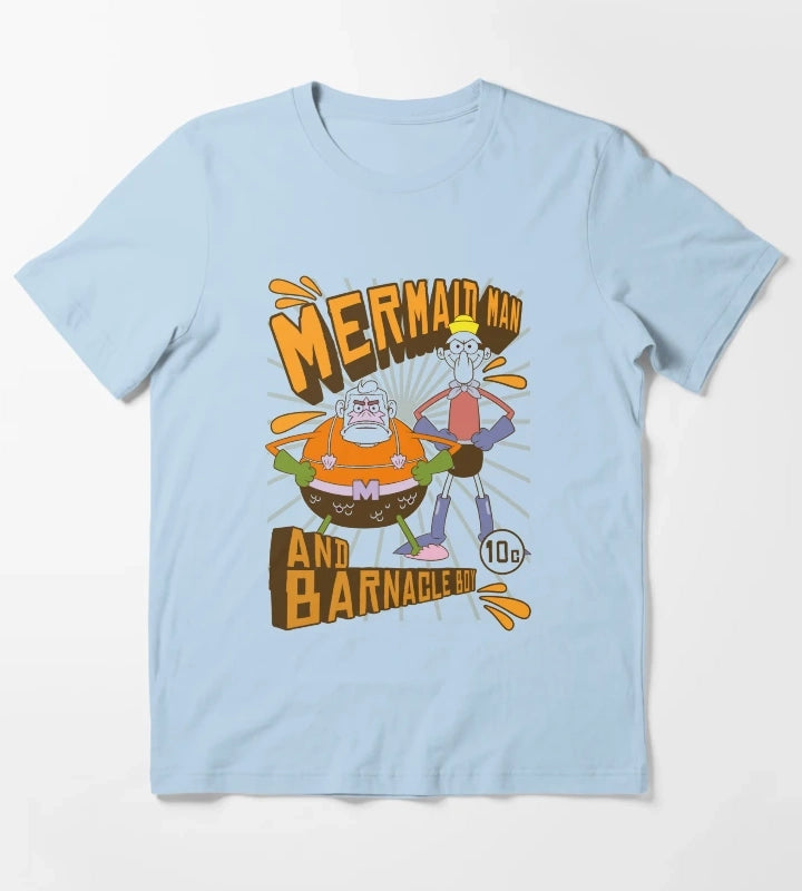 SpongeBob SquarePants Mermaid Man And Barnacle Boy T-Shirt Sky Blue