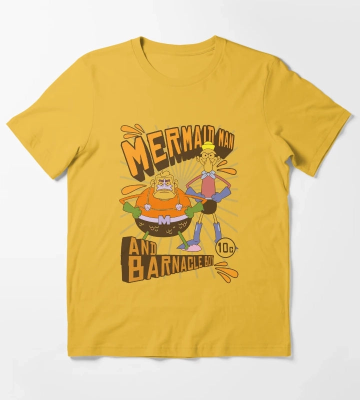 SpongeBob SquarePants Mermaid Man And Barnacle Boy T-Shirt Yellow