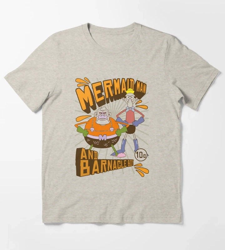 SpongeBob SquarePants Mermaid Man And Barnacle Boy T-Shirt Cream