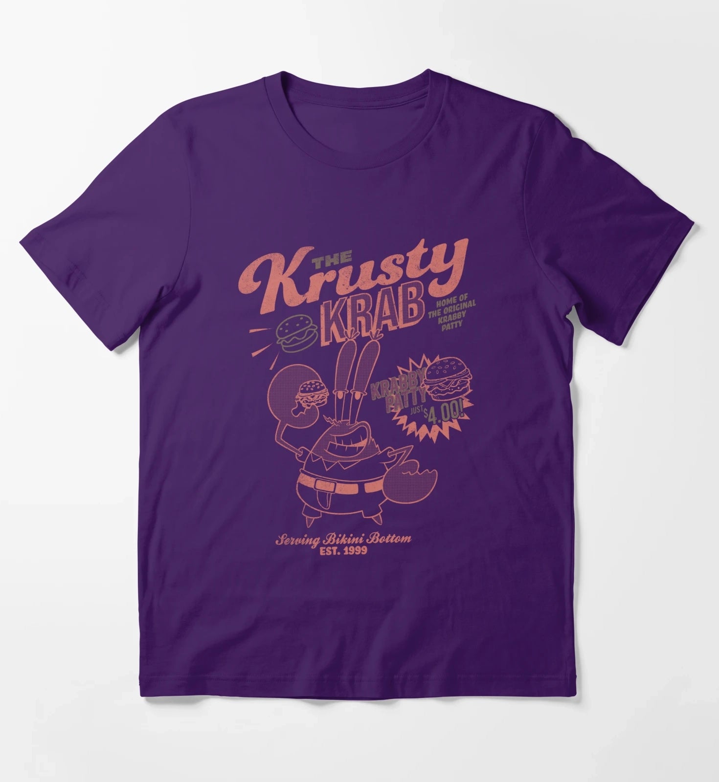 SpongeBob SquarePants Mr Krabs Krusty Krab Poster T-Shirt Purple