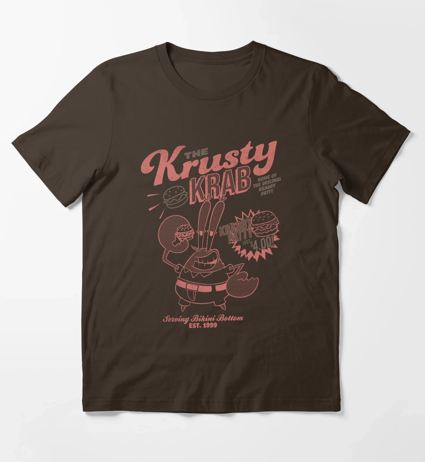 SpongeBob SquarePants Mr Krabs Krusty Krab Poster T-Shirt Brown