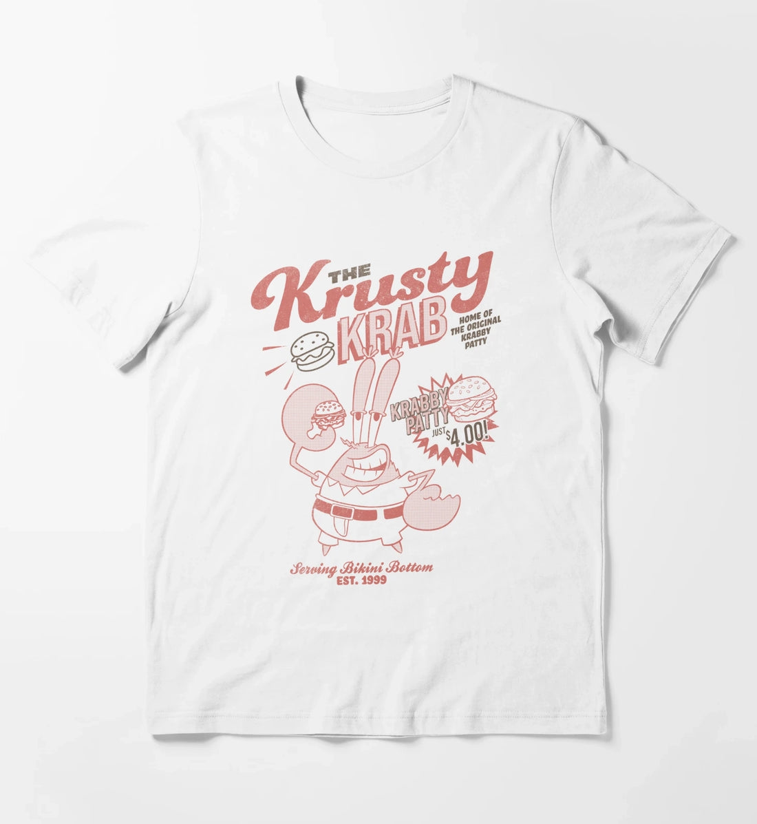 SpongeBob SquarePants Mr Krabs Krusty Krab Poster T-Shirt White